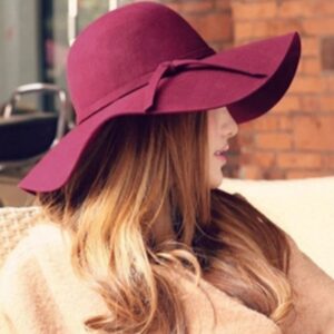 Women's Wide Brim Floppy Felt Hat - Solid Color Autumn Winter Fedora