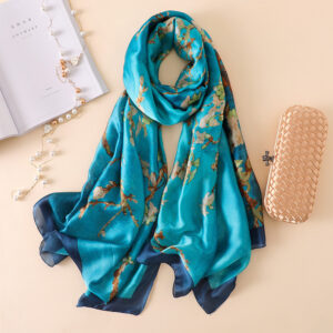 Women's Silky Floral Print Shawl - Lightweight Summer Sun Protection Scarf