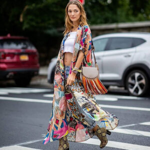 Women's Printed Boho Kimono Cover-Up - Lightweight Summer Beach Cardigan