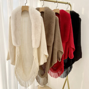 Women's Faux Fur Knit Scarf Wrap - Solid Color Winter Warm Stole