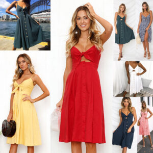 Women's Backless Bow Strap Mini Dress - Sleeveless A-Line Party Dress